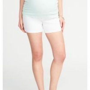 Women's Maternity Full-panel White Denim Shorts